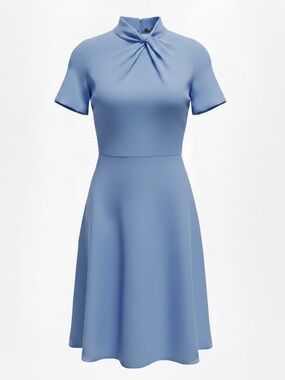 Donna Morgan Sky Blue Twist-Neck Aline Midi Dress